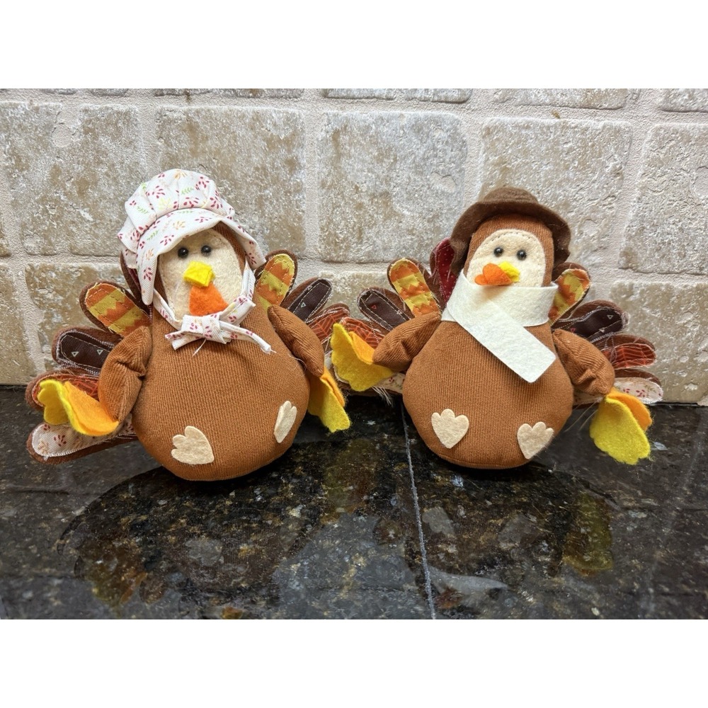 TARGET Fall / HARVEST Fabric Bird‎ Turkey PILGRIM PAIR Male & Female